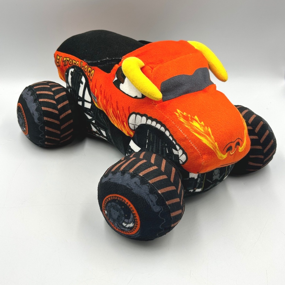 Monster Jam El Toro Loco Plush‎ Truck Orange Soft Stuffed Toy EUC 12 x 11 x 6 in
